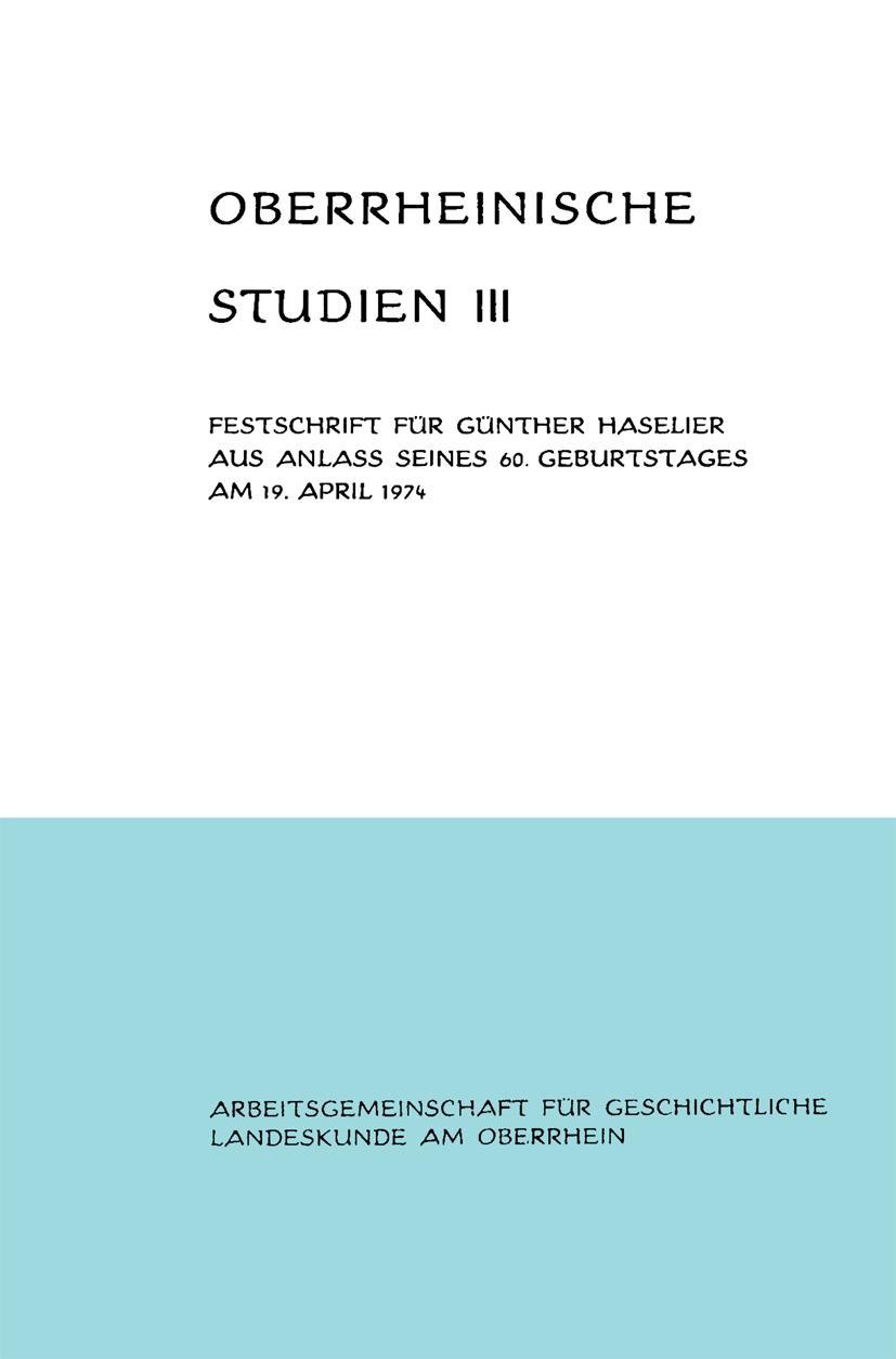 Vorderes Coverbild Oberrheinische Studien Band III