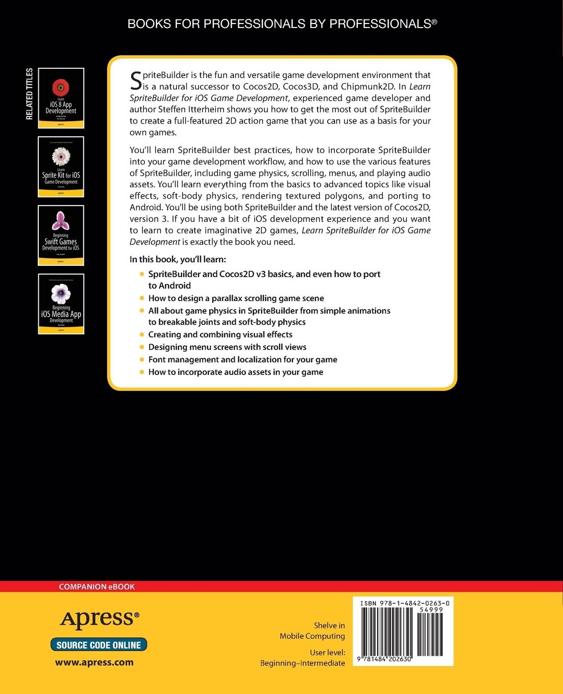 Rückseitencover Learn SpriteBuilder for iOS Game Development