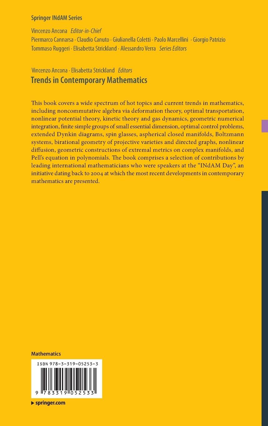 Rückseitencover Trends in Contemporary Mathematics