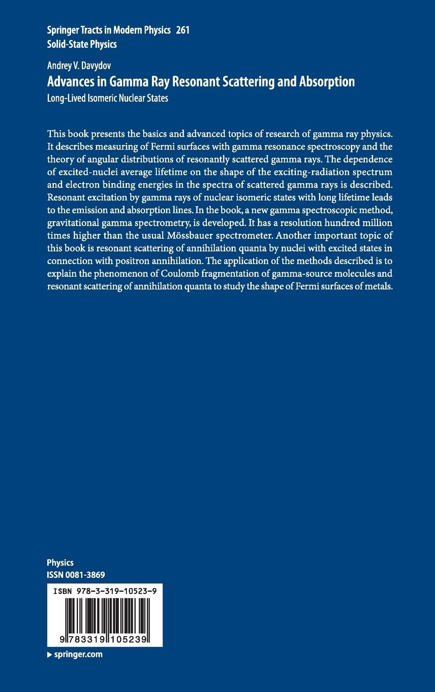 Rückseitencover Advances in Gamma Ray Resonant Scattering and Absorption