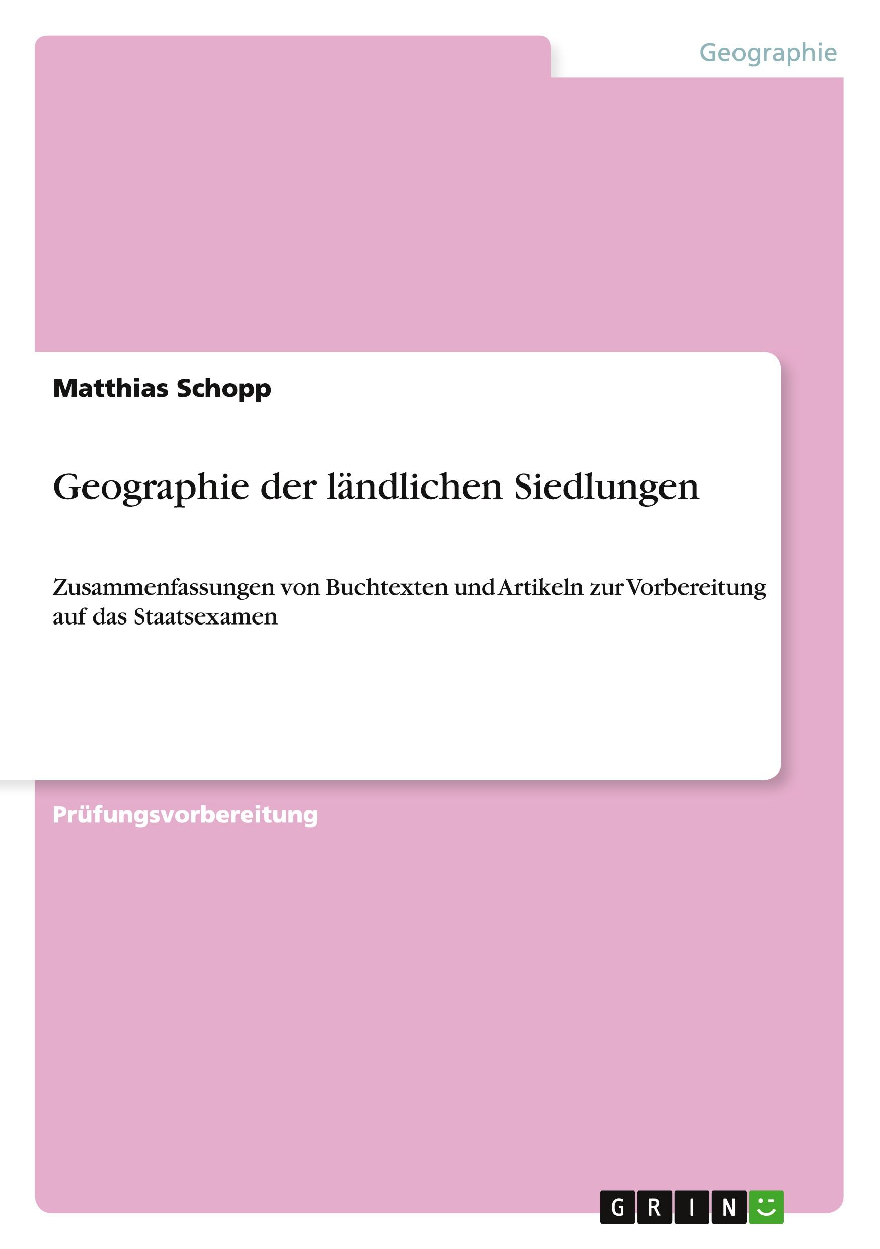Vorderes Coverbild Geographie der ländlichen Siedlungen
