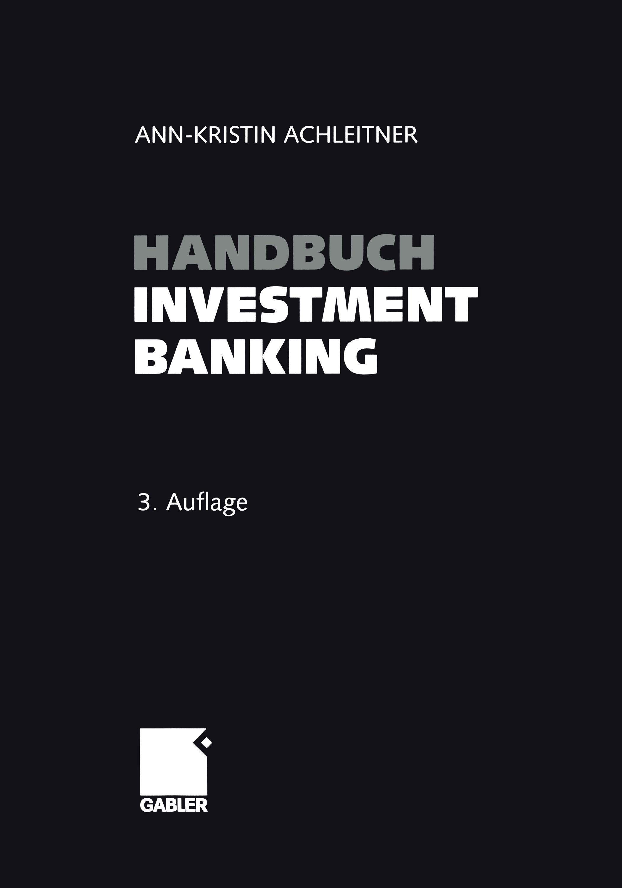 Vorderes Coverbild Handbuch Investment Banking
