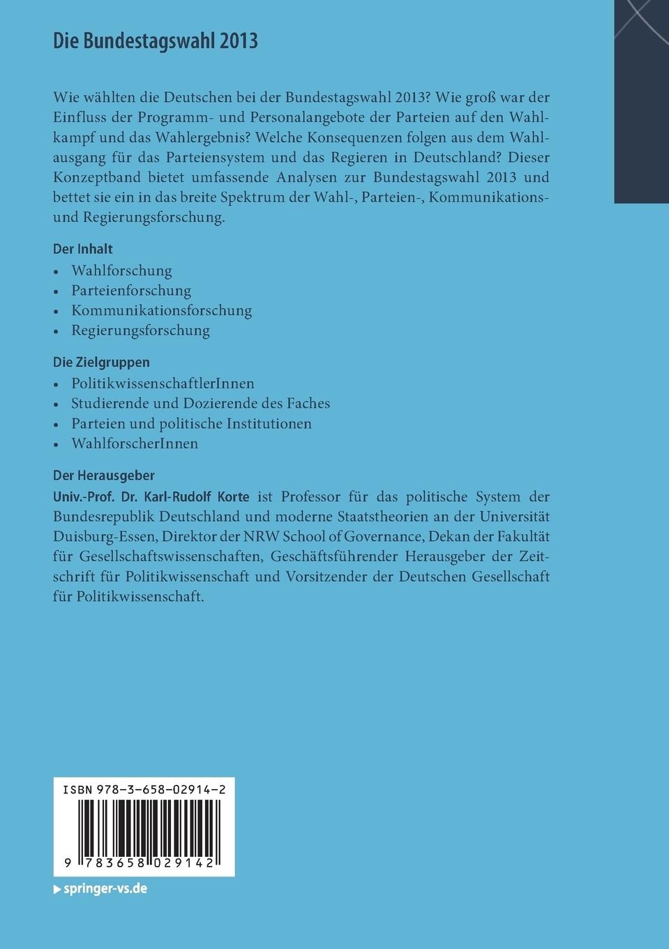 Rückseitencover Die Bundestagswahl 2013