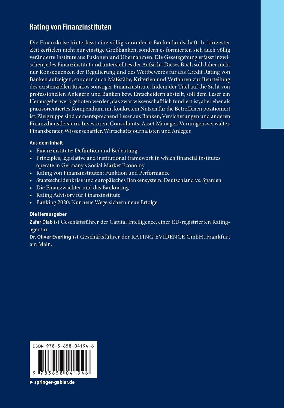 Rückseitencover Rating von Finanzinstituten