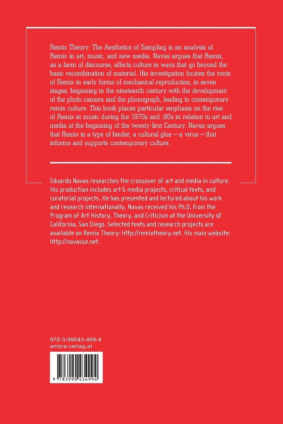 Rückseitencover Remix Theory: The Aesthetics of Sampling