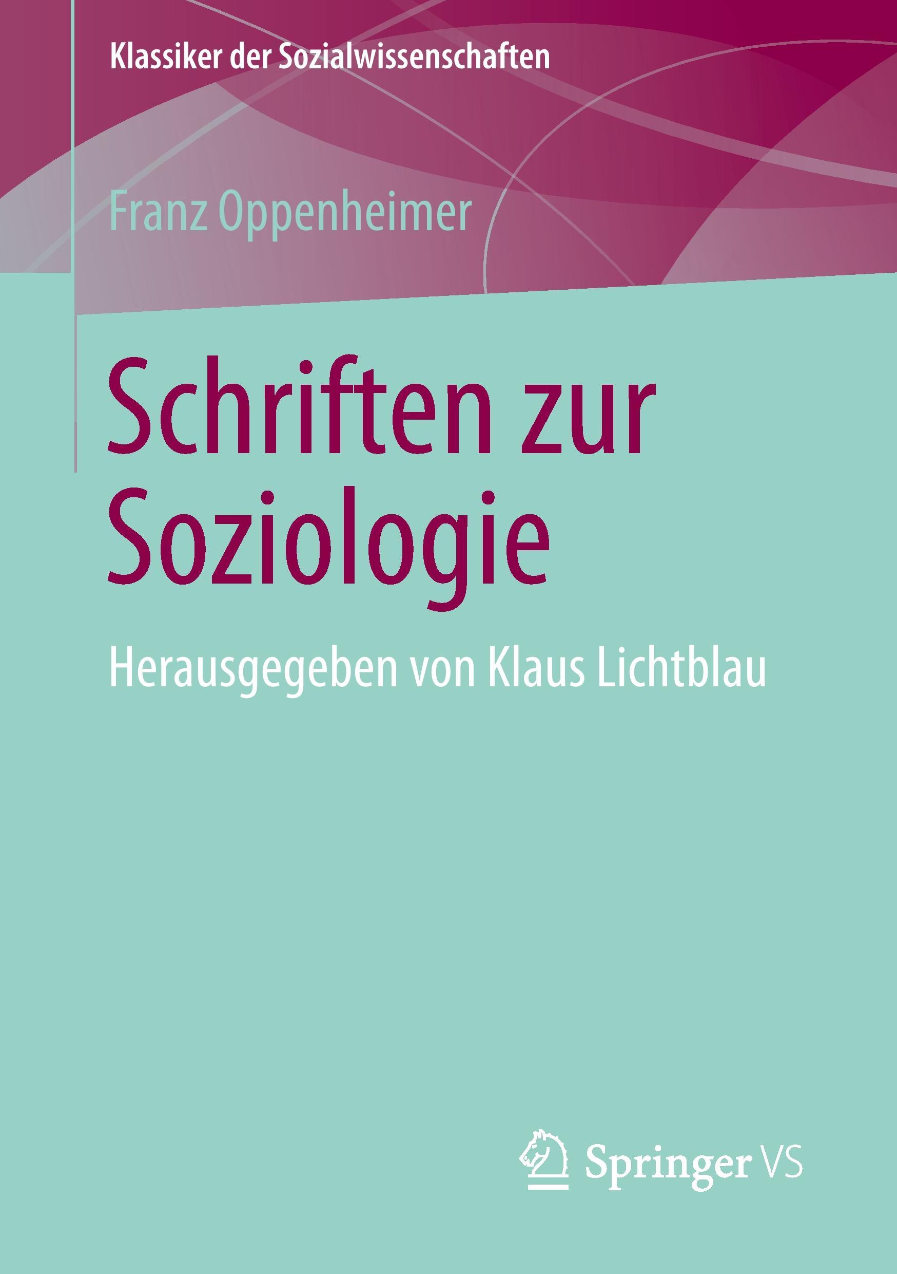 Vorderes Coverbild Schriften zur Soziologie