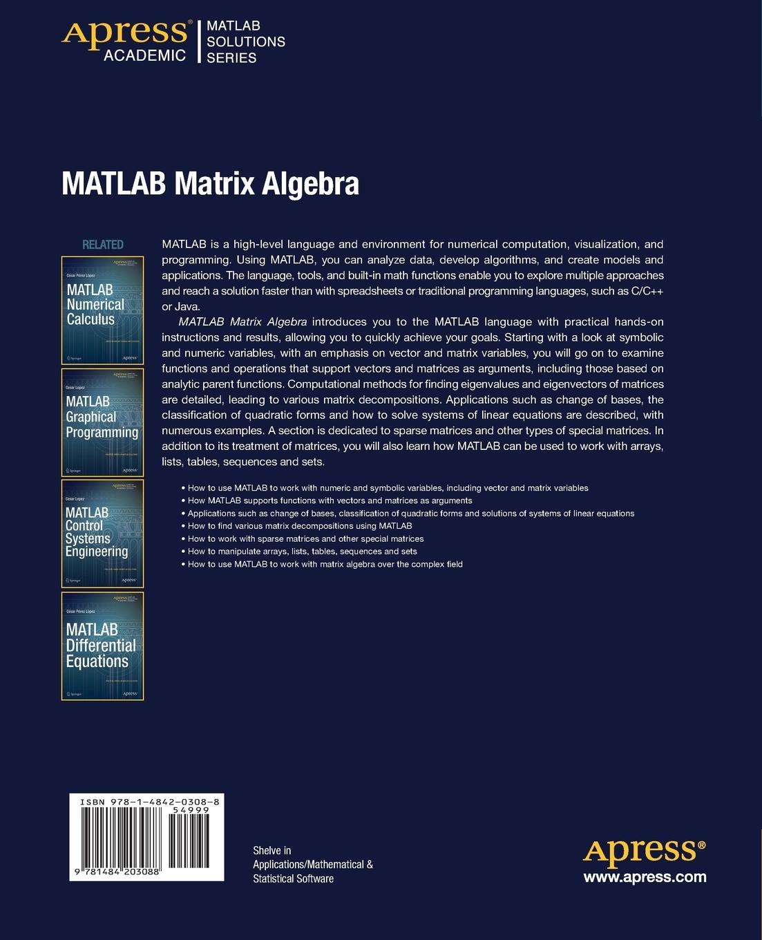 Rückseitencover MATLAB Matrix Algebra