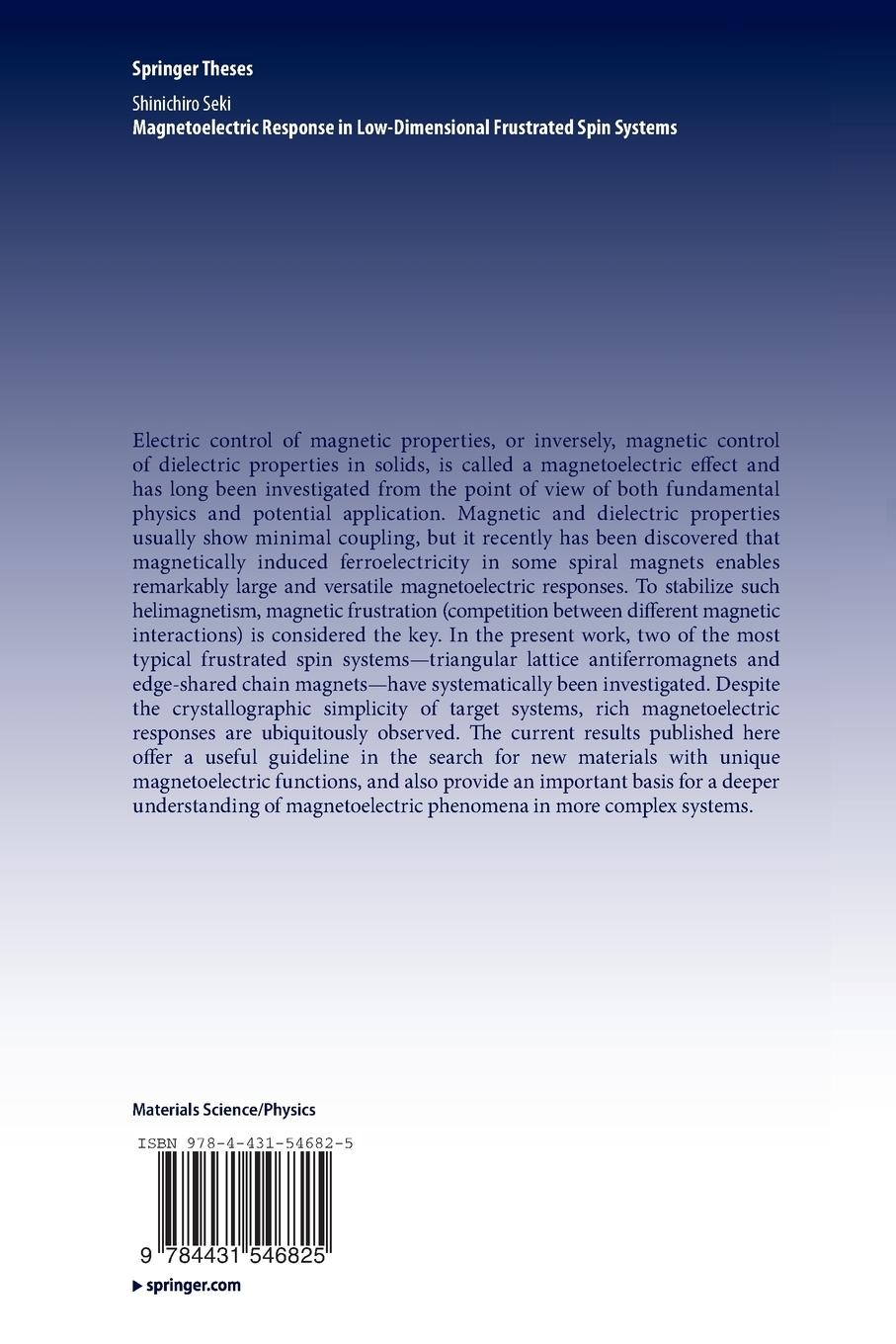 Rückseitencover Magnetoelectric Response in Low-Dimensional Frustrated Spin Systems