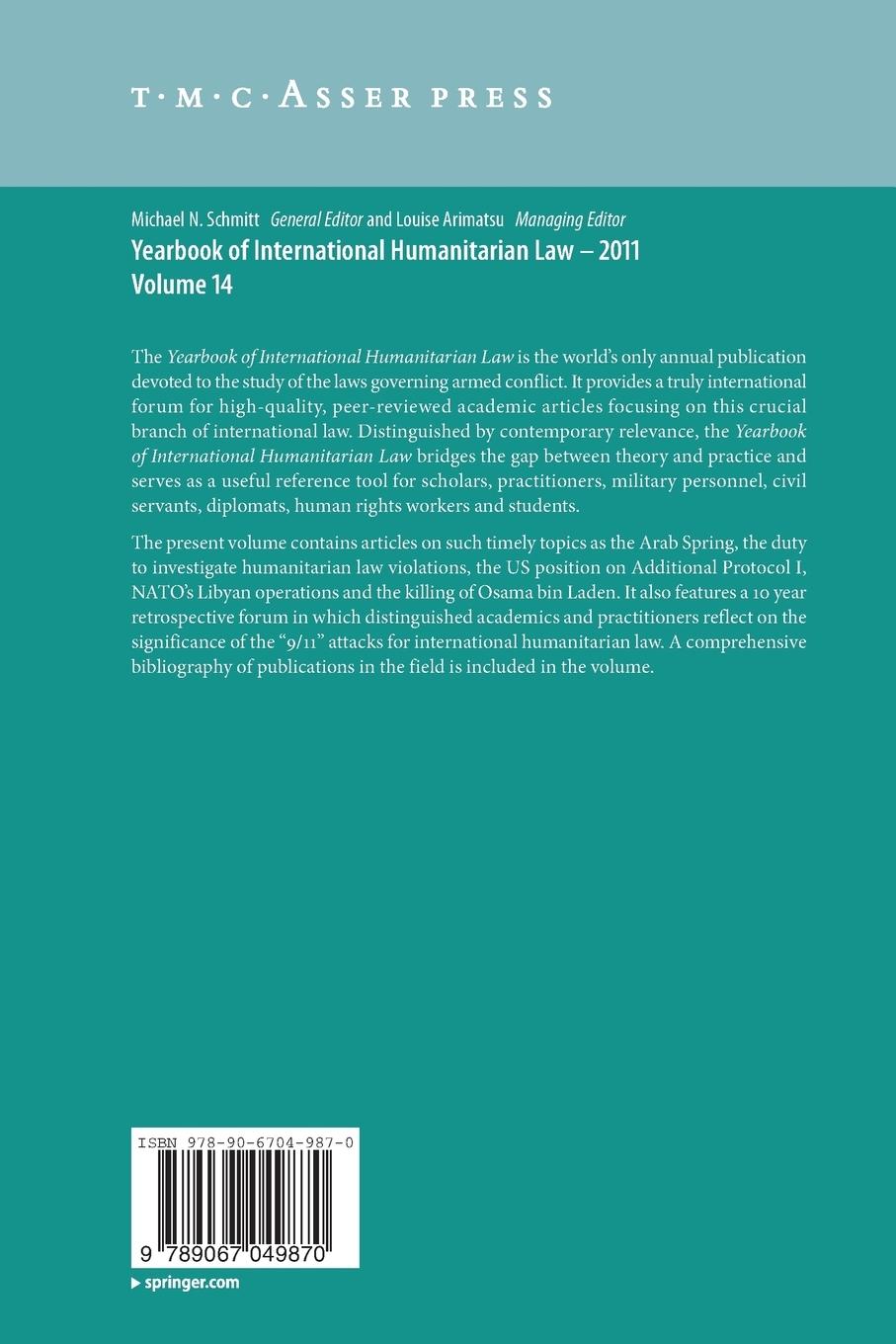 Rückseitencover Yearbook of International Humanitarian Law 2011 - Volume 14