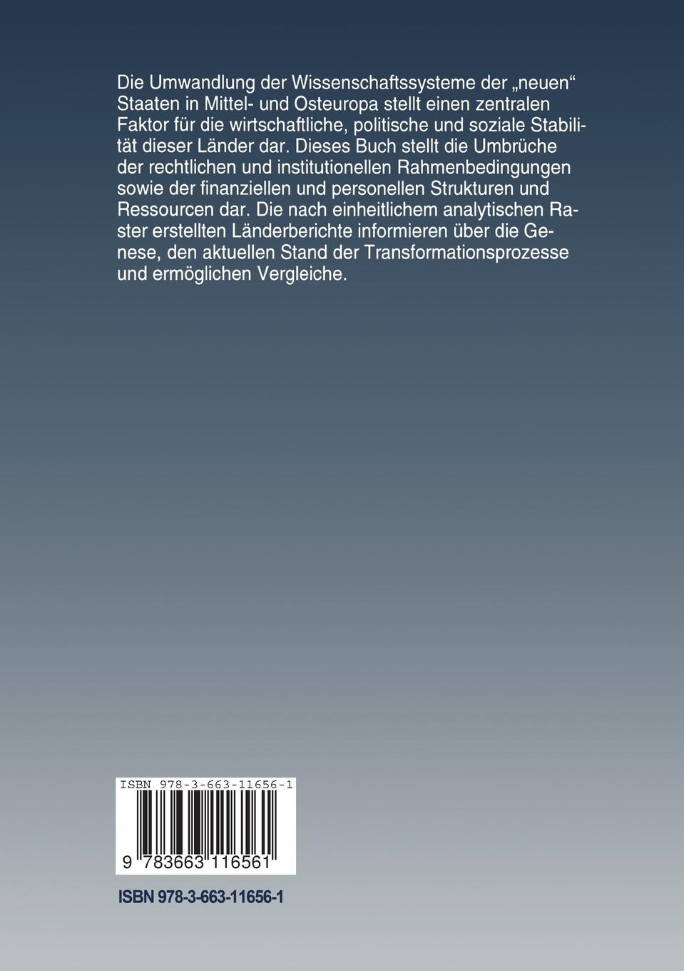 Rückseitencover Transformation mittel- und osteuropäischer Wissenschaftssysteme