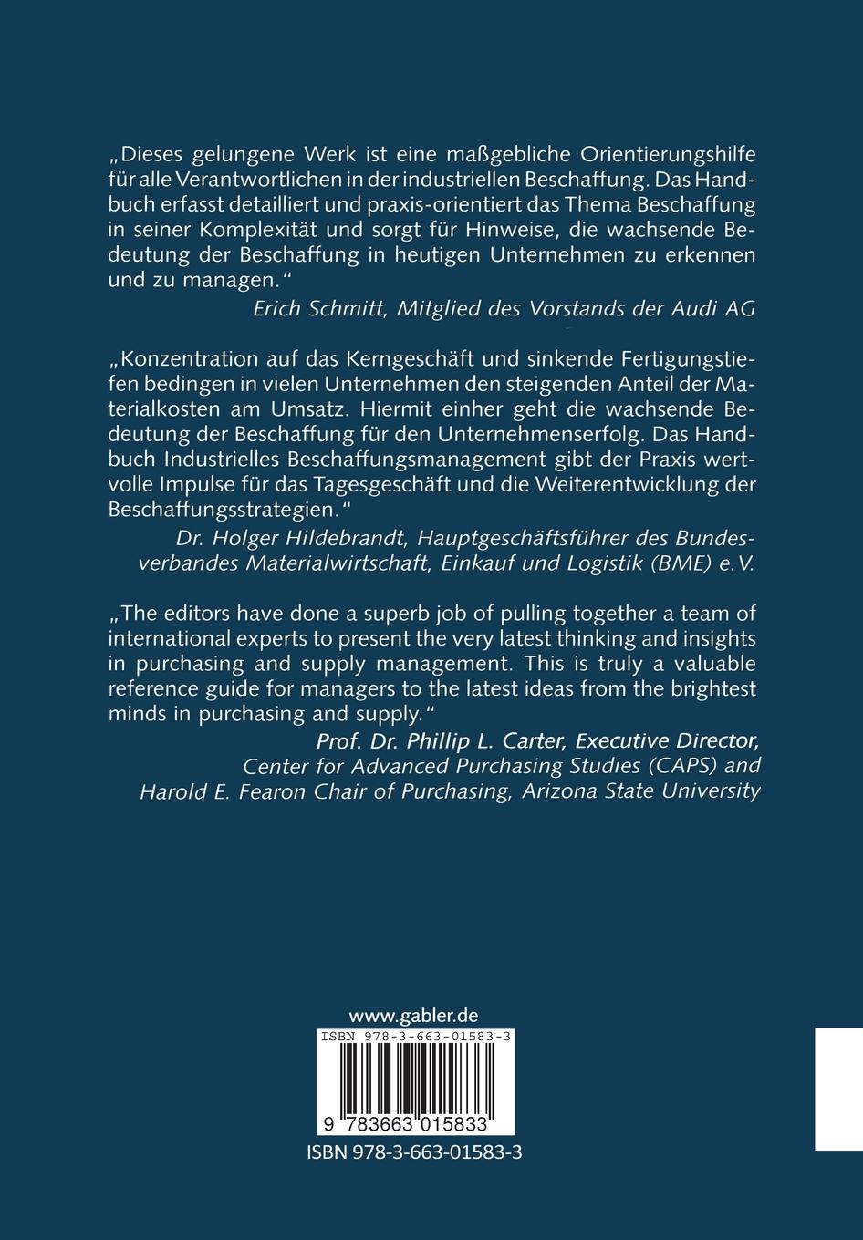 Rückseitencover Handbuch Industrielles Beschaffungsmanagement