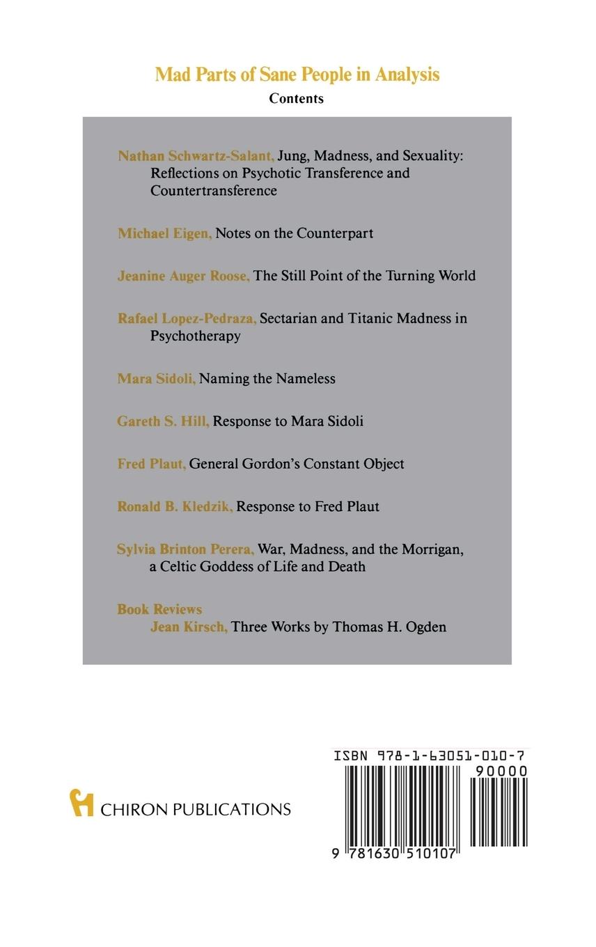 Rückseitencover Mad Parts of Sane People in Analysis (Chiron Clinical Series)