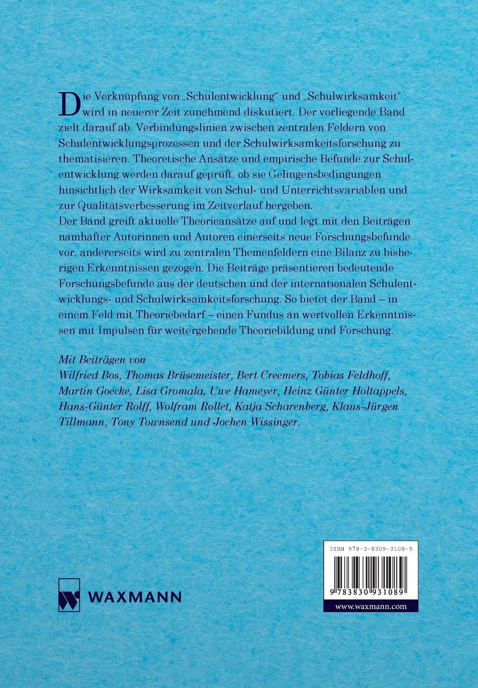 Rückseitencover Schulentwicklung und Schulwirksamkeit als Forschungsfeld