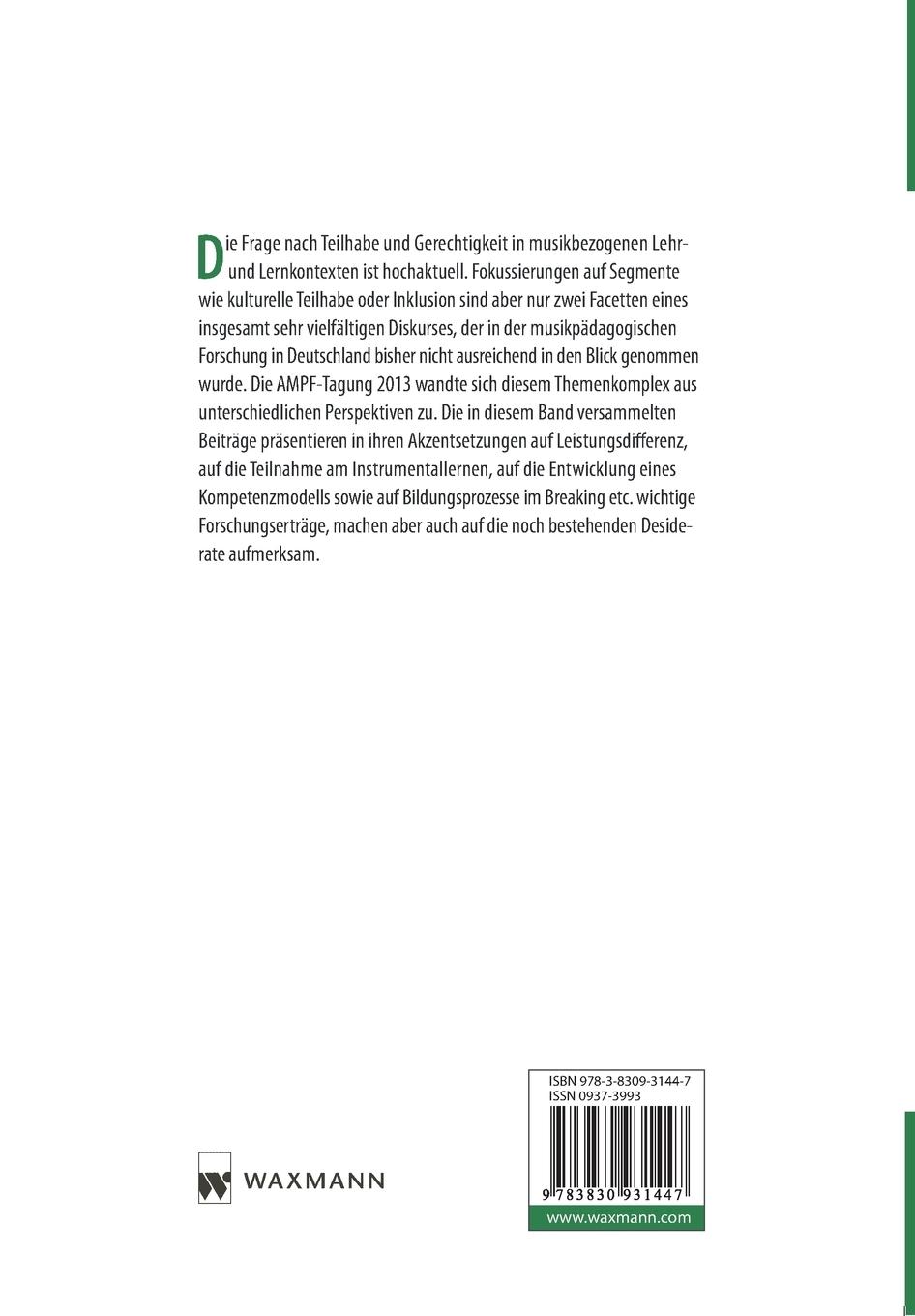 Rückseitencover Teilhabe und Gerechtigkeit Participation and Equity