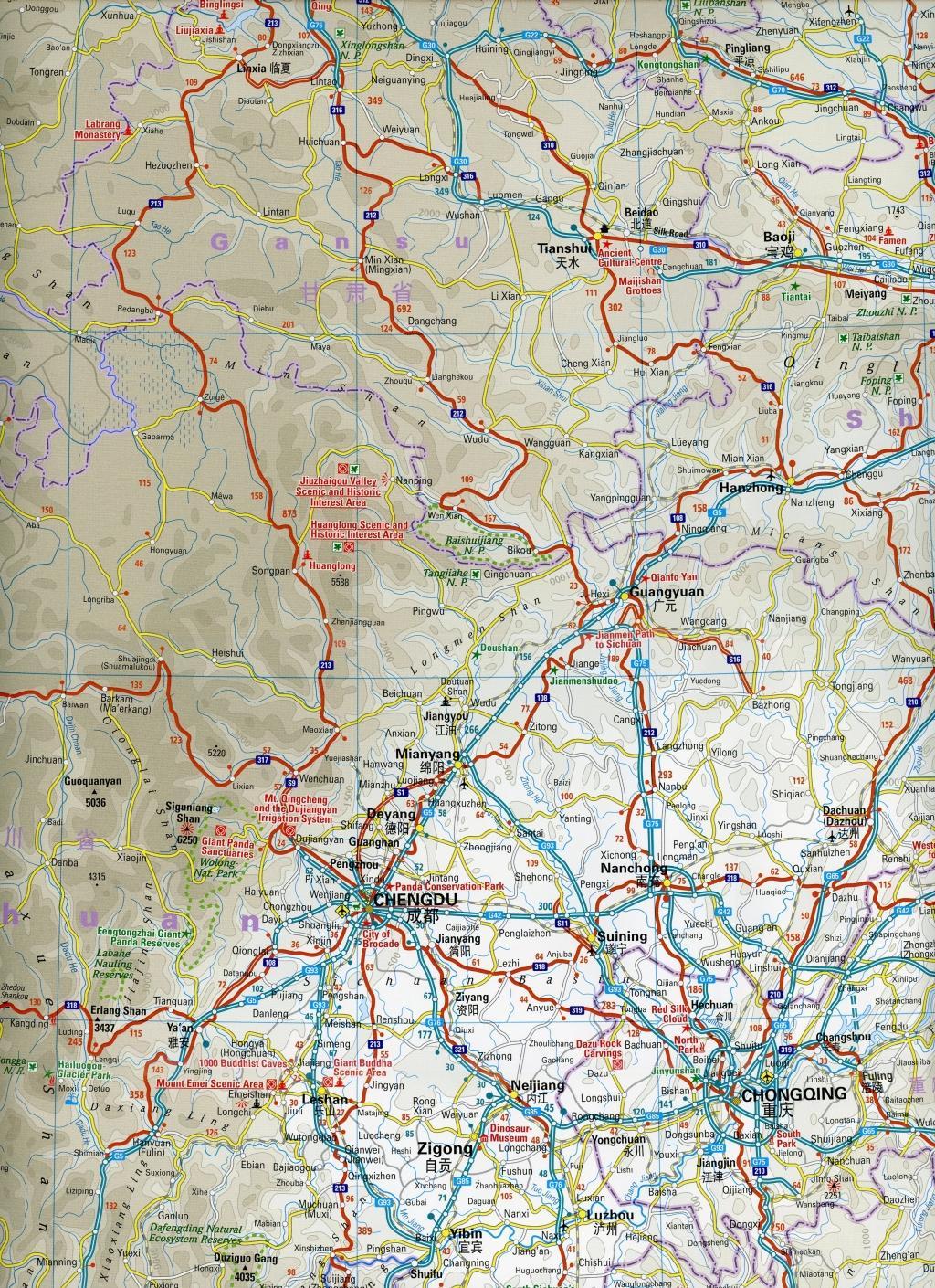 Beispielinhalt (Bild) Reise Know-How Landkarte China, West  1 : 2.700.000