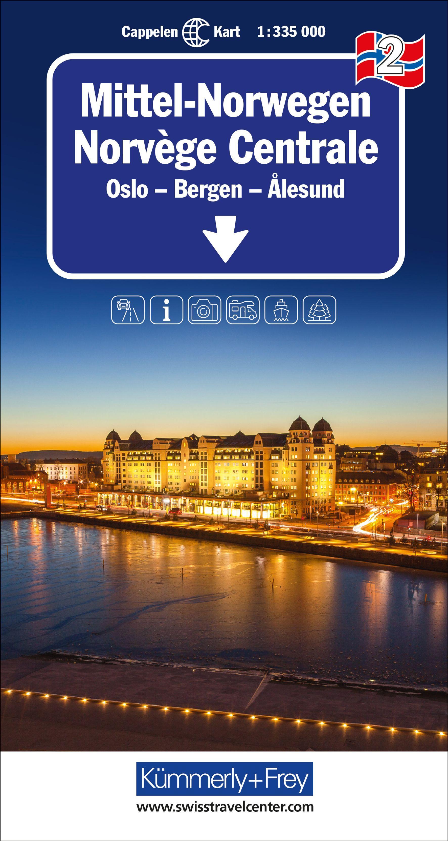 Vorderes Coverbild Kümmerly+Frey Regional-Strassenkarte 2 Mittel-Norwegen 1:335.000