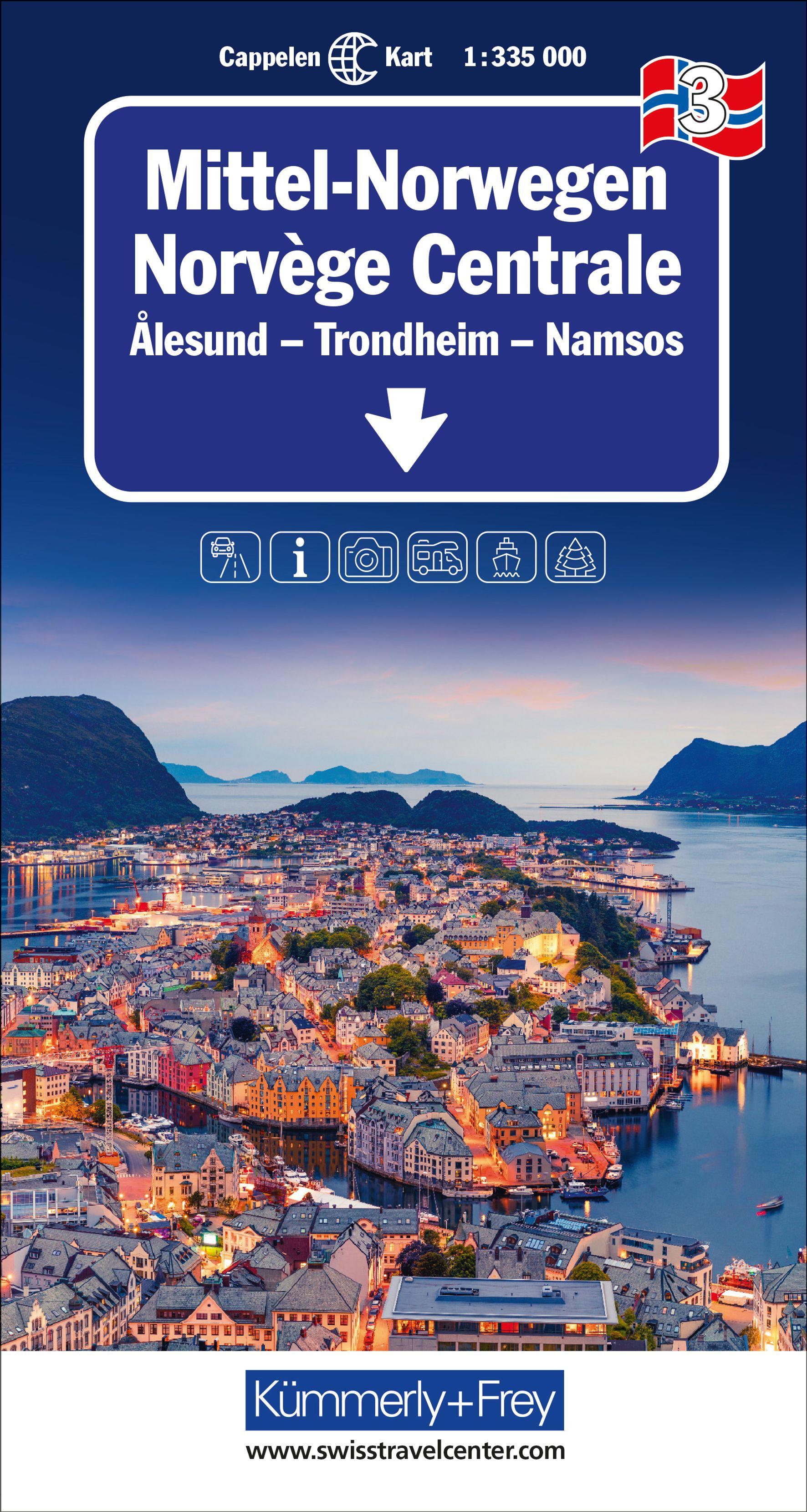 Vorderes Coverbild Kümmerly+Frey Regional-Strassenkarte 3 Mittel-Norwegen 1:335.000
