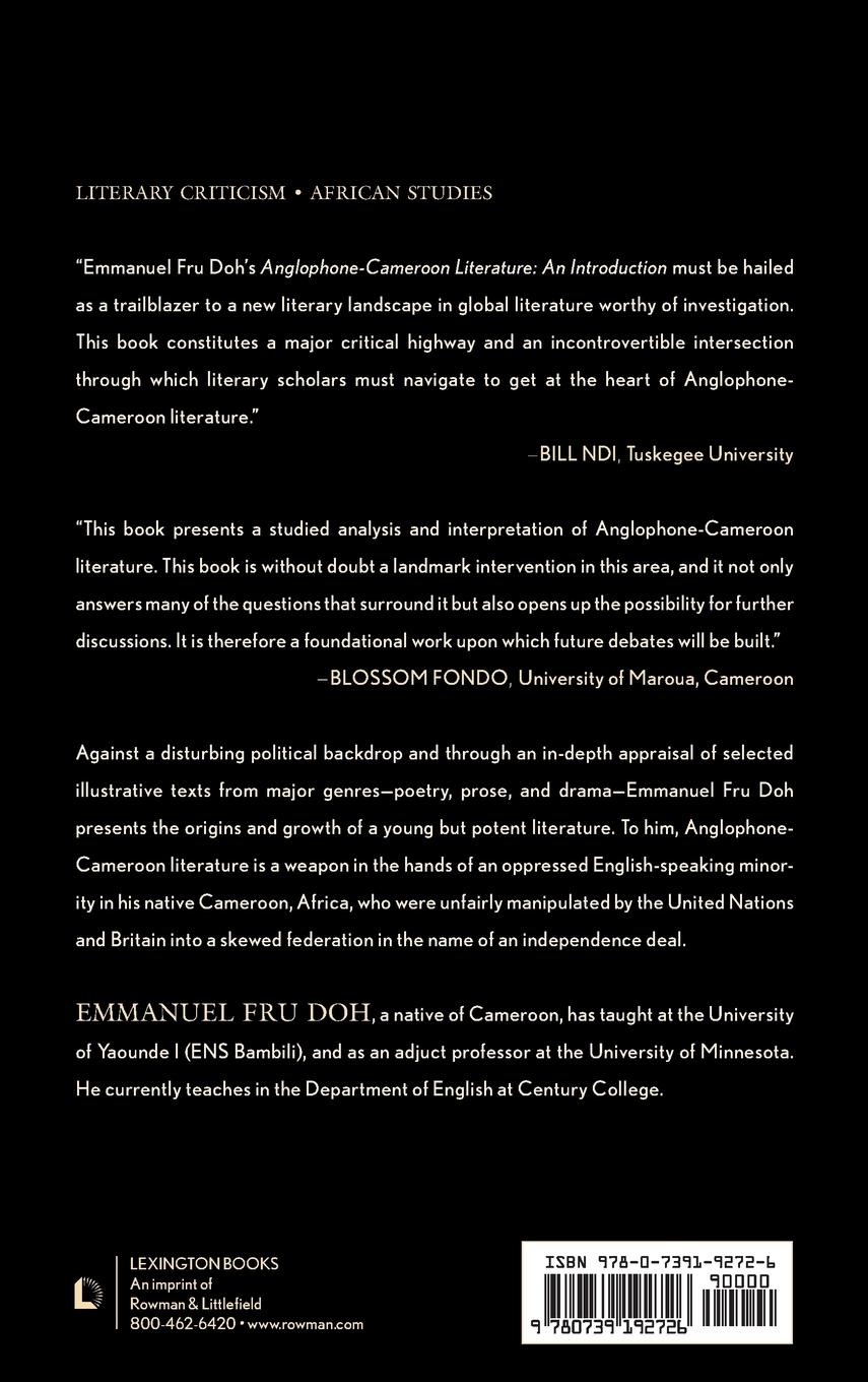 Rückseitencover Anglophone-Cameroon Literature
