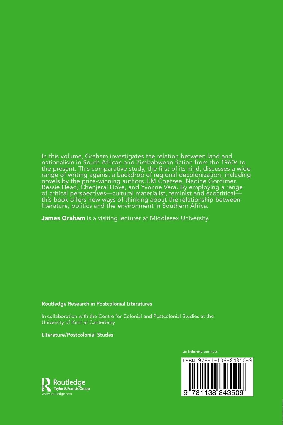 Rückseitencover Land and Nationalism in Fictions from Southern Africa