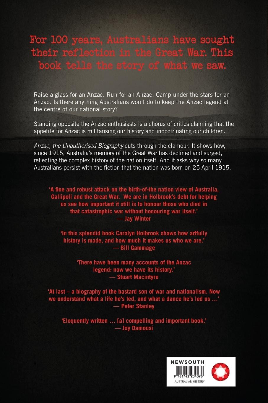 Rückseitencover Anzac, The Unauthorised Biography