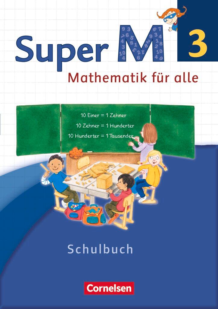 Vorderes Coverbild Super M 3. Schuljahr. Schülerbuch mit Kartonbeilagen. Westliche Bundesländer