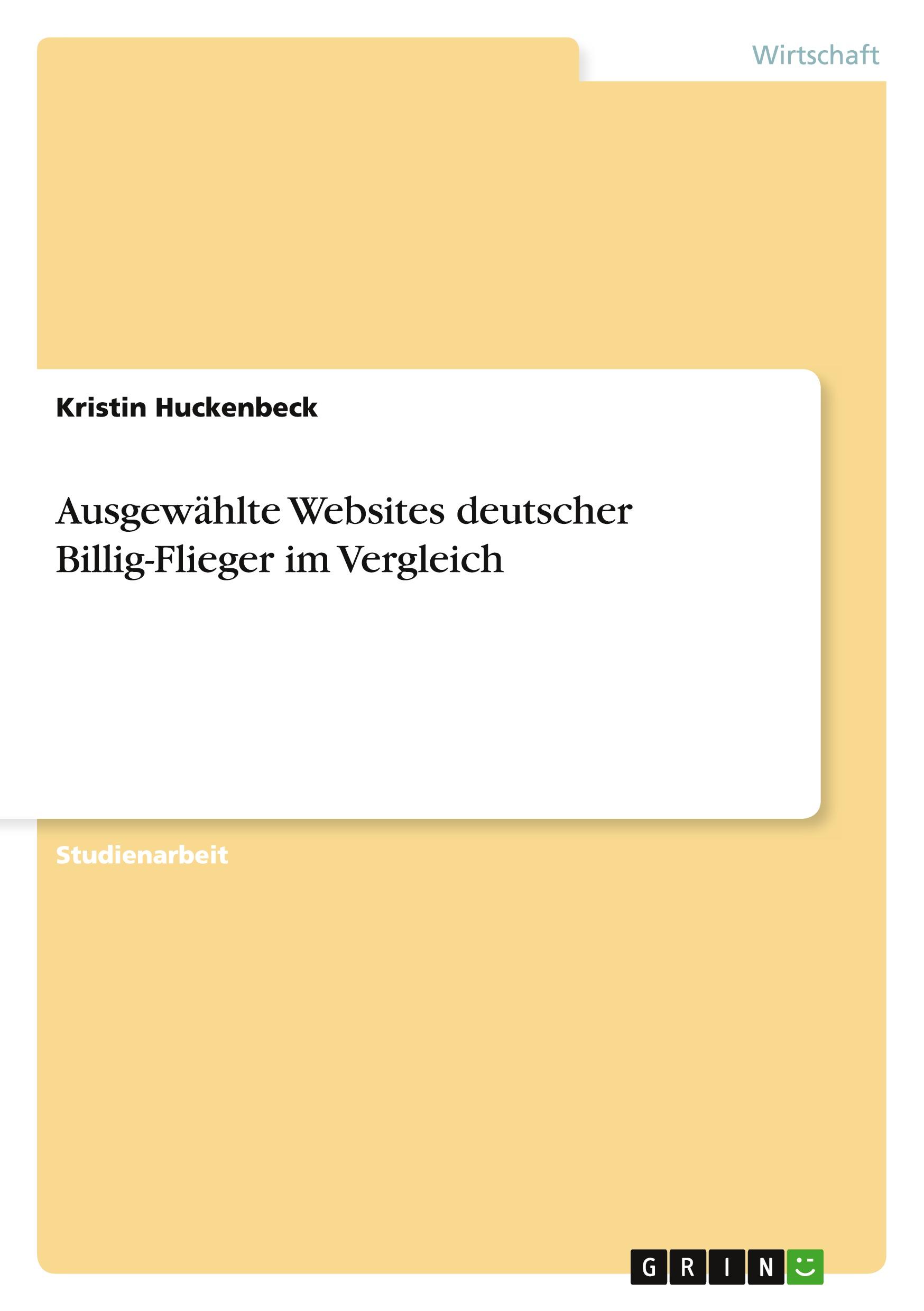 Vorderes Coverbild Ausgewählte Websites deutscher Billig-Flieger im Vergleich