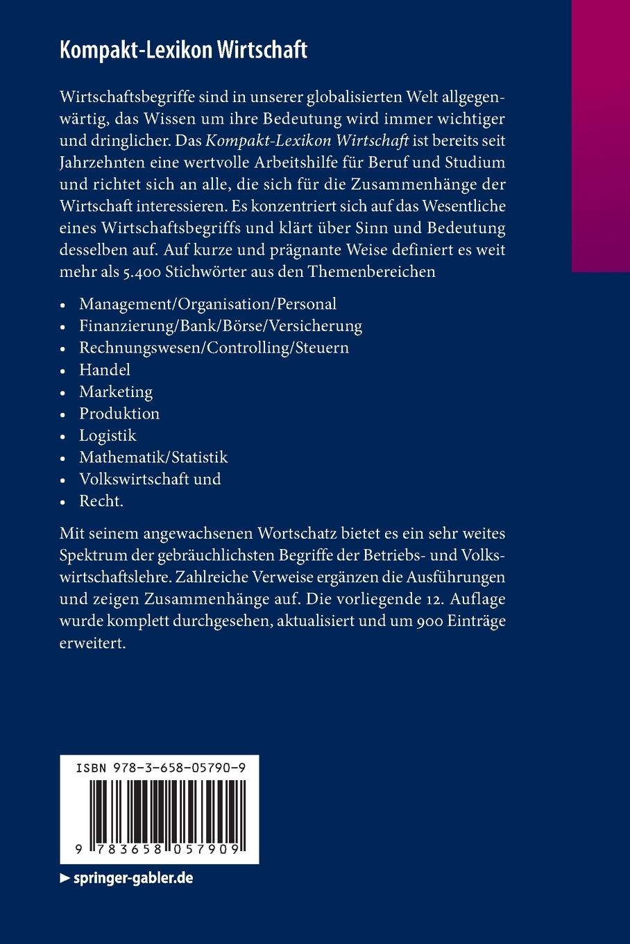 Rückseitencover Kompakt-Lexikon Wirtschaft