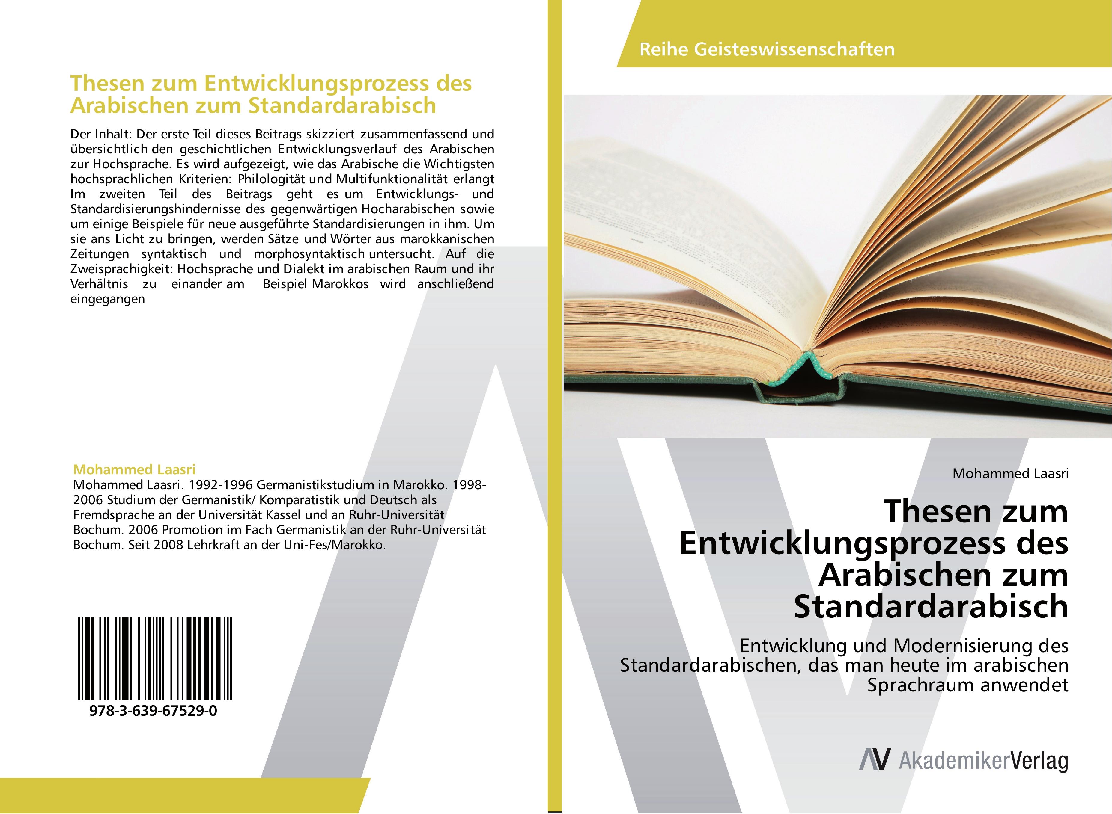Vorderes Coverbild Thesen zum Entwicklungsprozess des Arabischen zum Standardarabisch