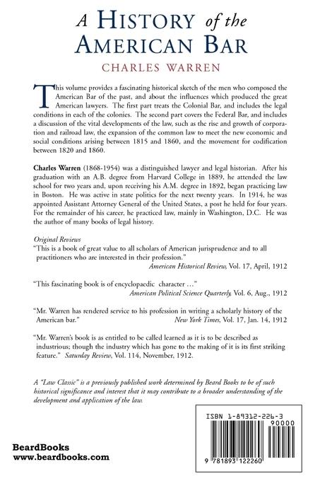 Rückseitencover A History of the American Bar