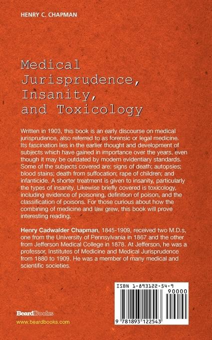 Rückseitencover Medical Jurisprudence, Insanity, and Toxicology