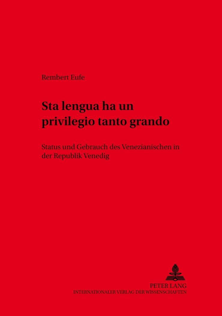 Vorderes Coverbild 'Sta lengua ha un privilegio tanto grando'