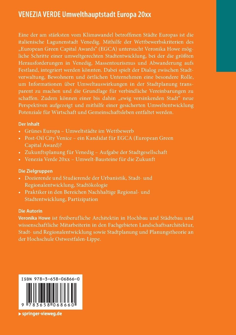 Rückseitencover VENEZIA VERDE Umwelthauptstadt Europa 20xx