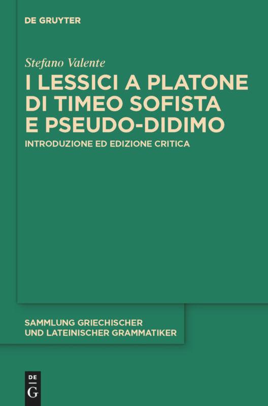 Vorderes Coverbild I lessici a Platone di Timeo Sofista e Pseudo-Didimo