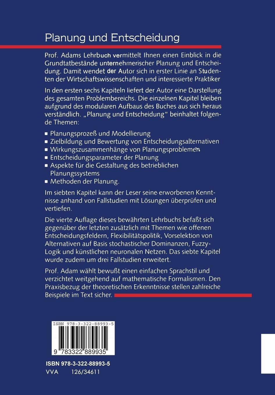 Rückseitencover Planung und Entscheidung