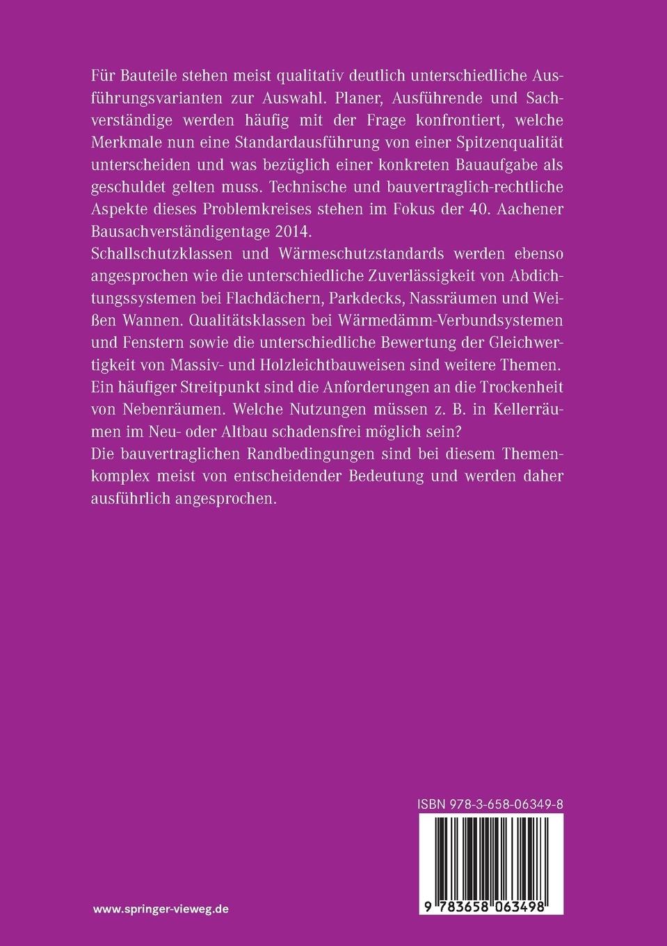 Rückseitencover Aachener Bausachverständigentage 2014