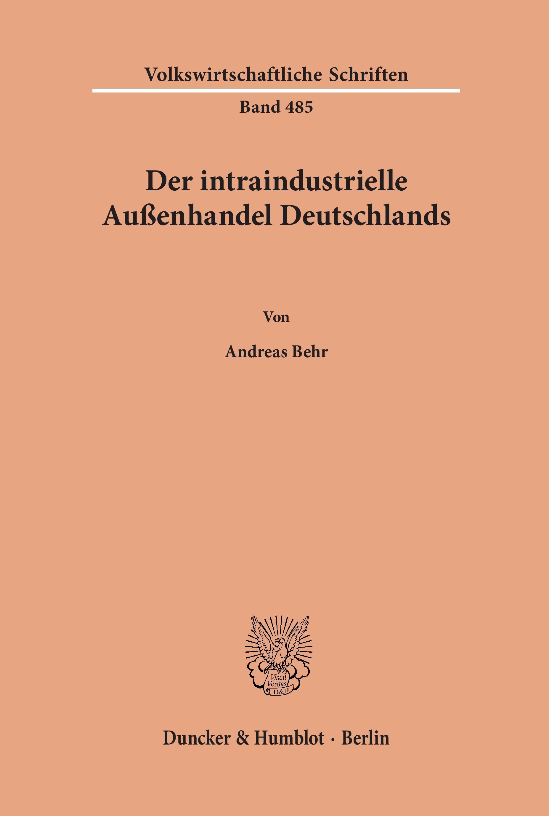 Vorderes Coverbild Der intraindustrielle Außenhandel Deutschlands.