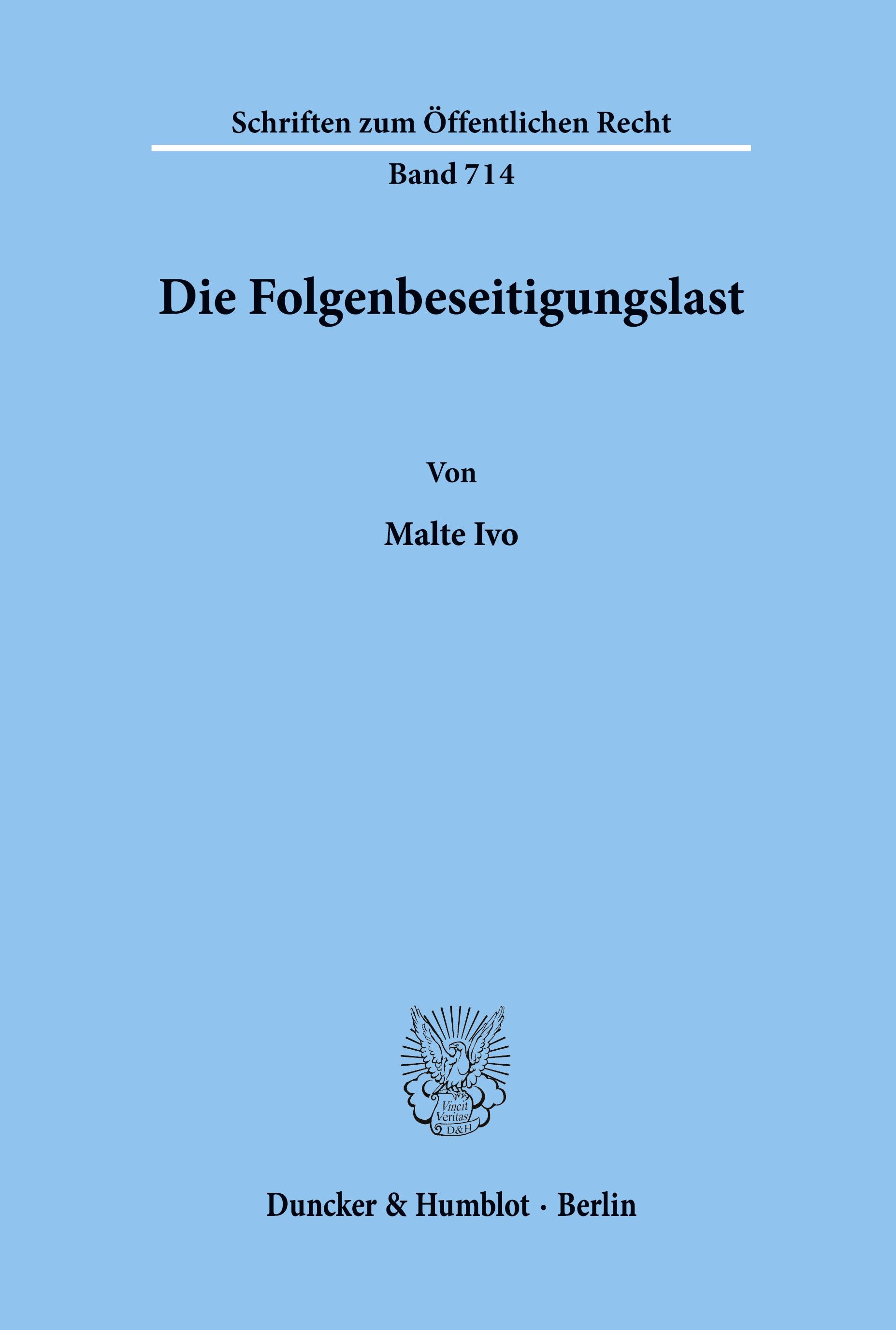 Vorderes Coverbild Die Folgenbeseitigungslast.