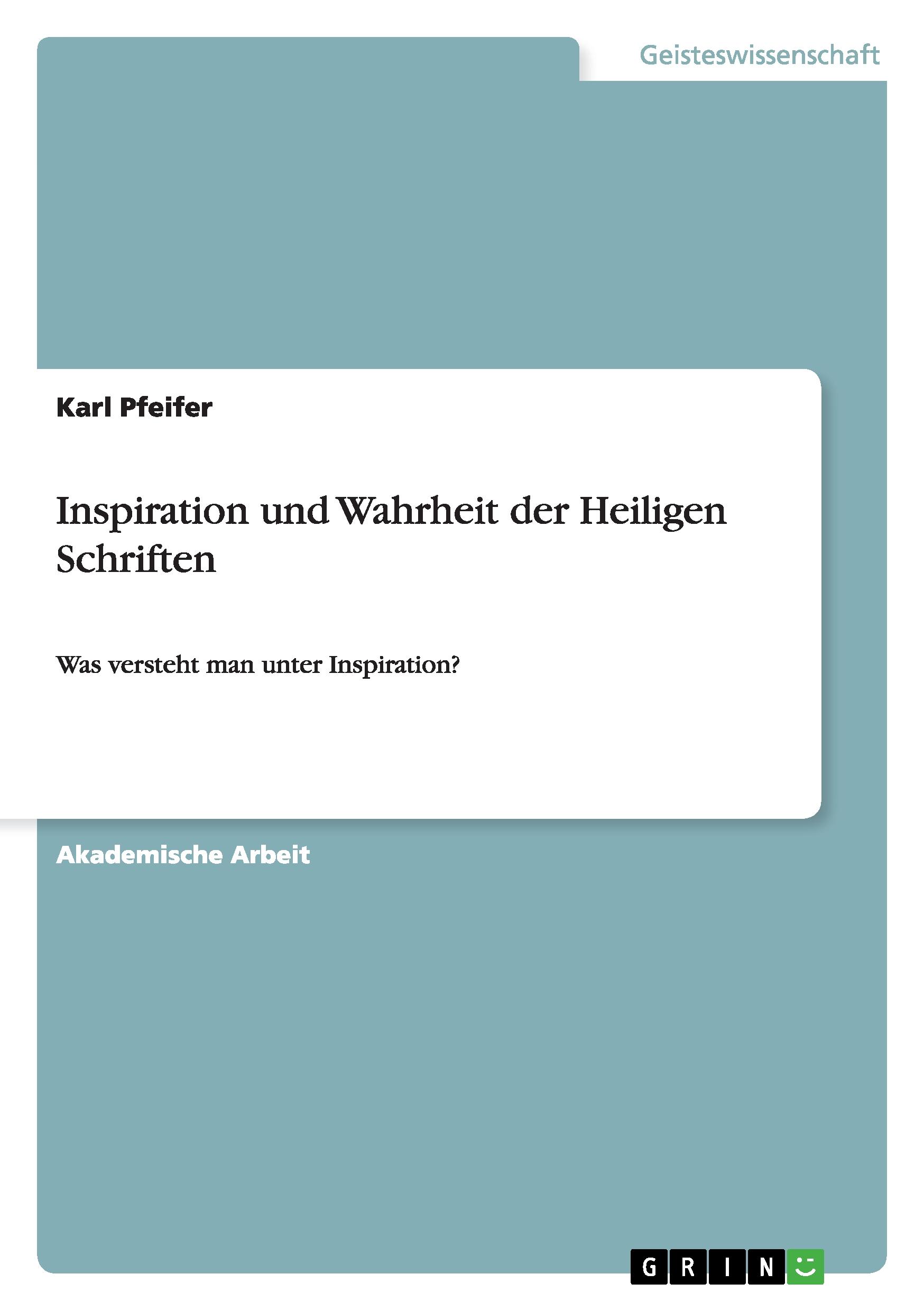 Vorderes Coverbild Inspiration und Wahrheit der Heiligen Schriften