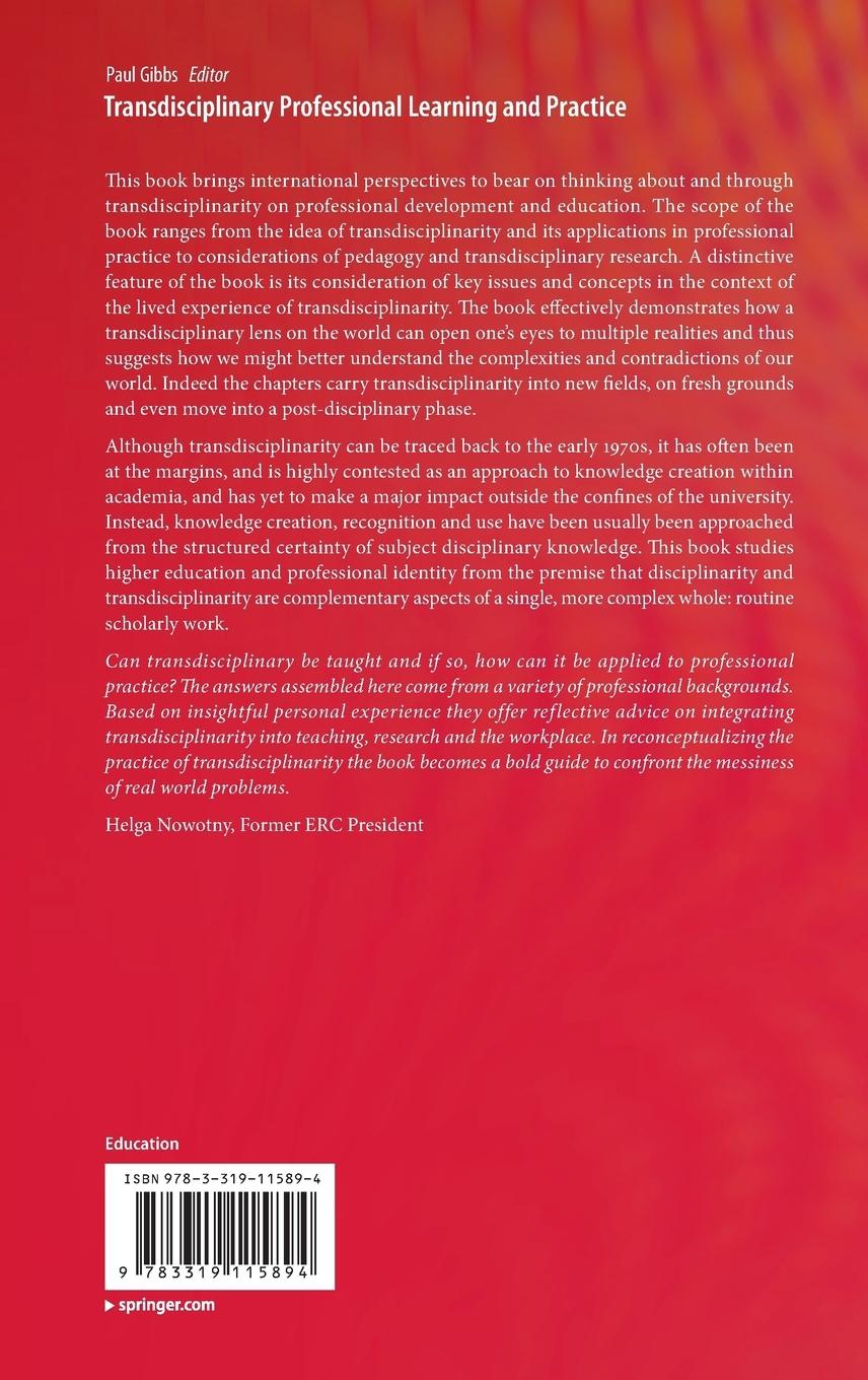 Rückseitencover Transdisciplinary Professional Learning and Practice