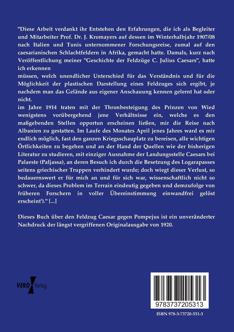 Rückseitencover Der Feldzug von Dyrrhachium zwischen Caesar und Pompejus