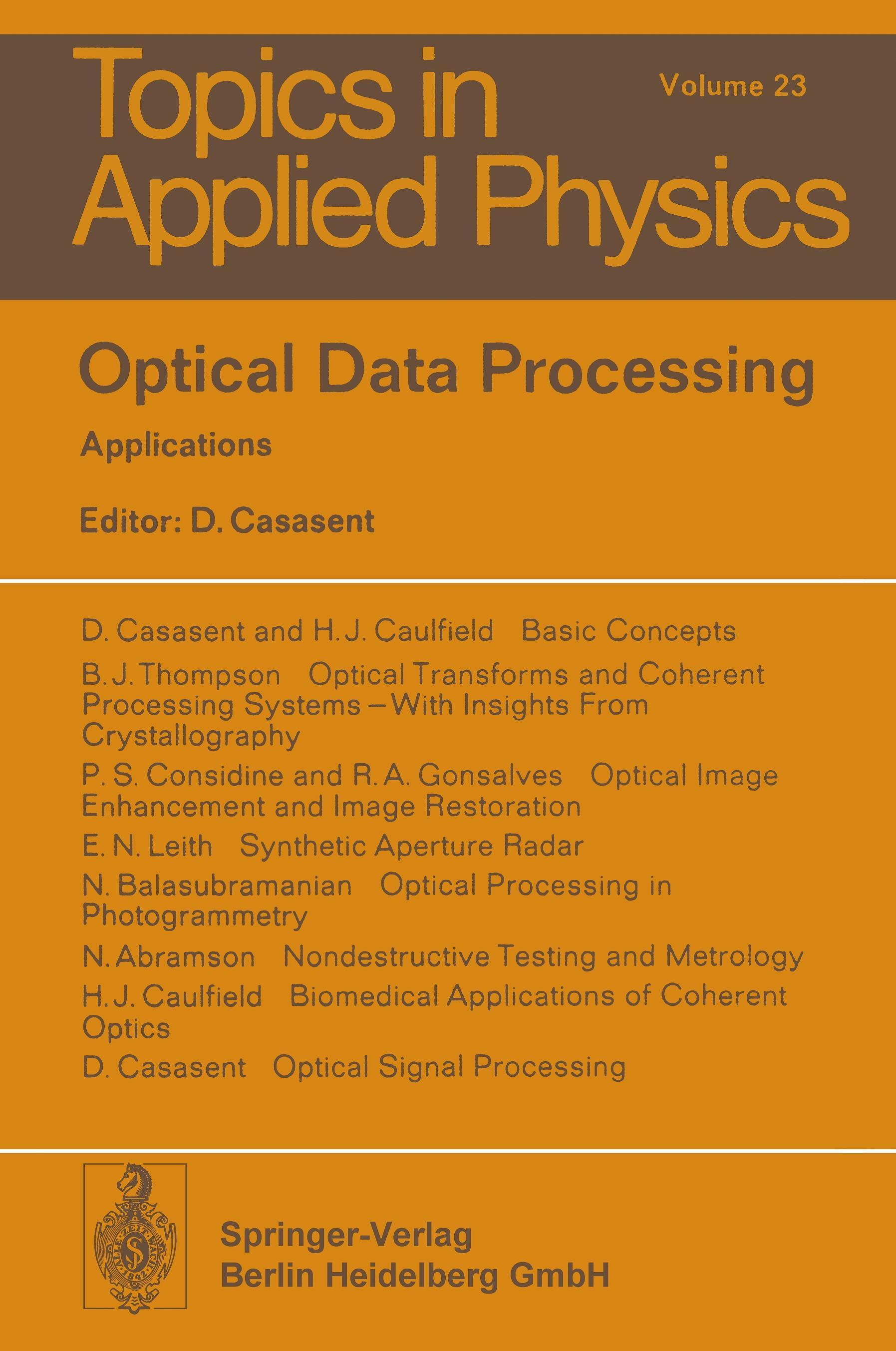 Vorderes Coverbild Optical Data Processing