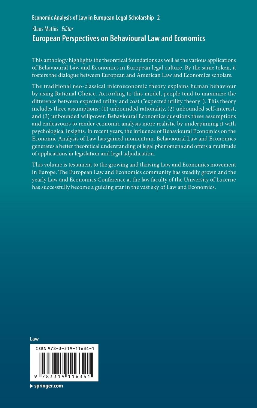 Rückseitencover European Perspectives on Behavioural Law and Economics