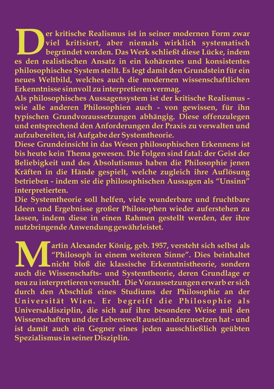 Rückseitencover Kritischer Realismus und Systemtheorie 1.Auflage