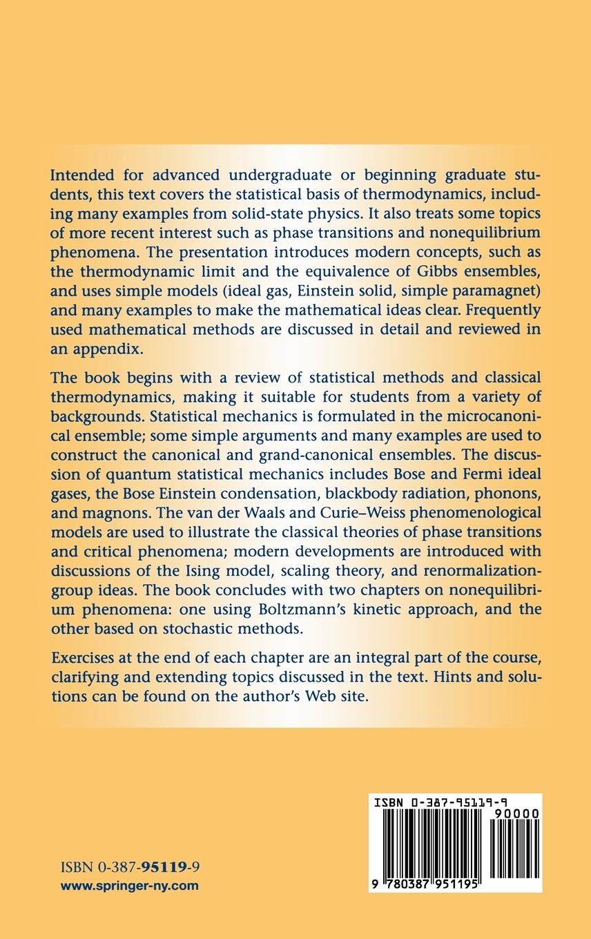 Rückseitencover Introduction to Statistical Physics