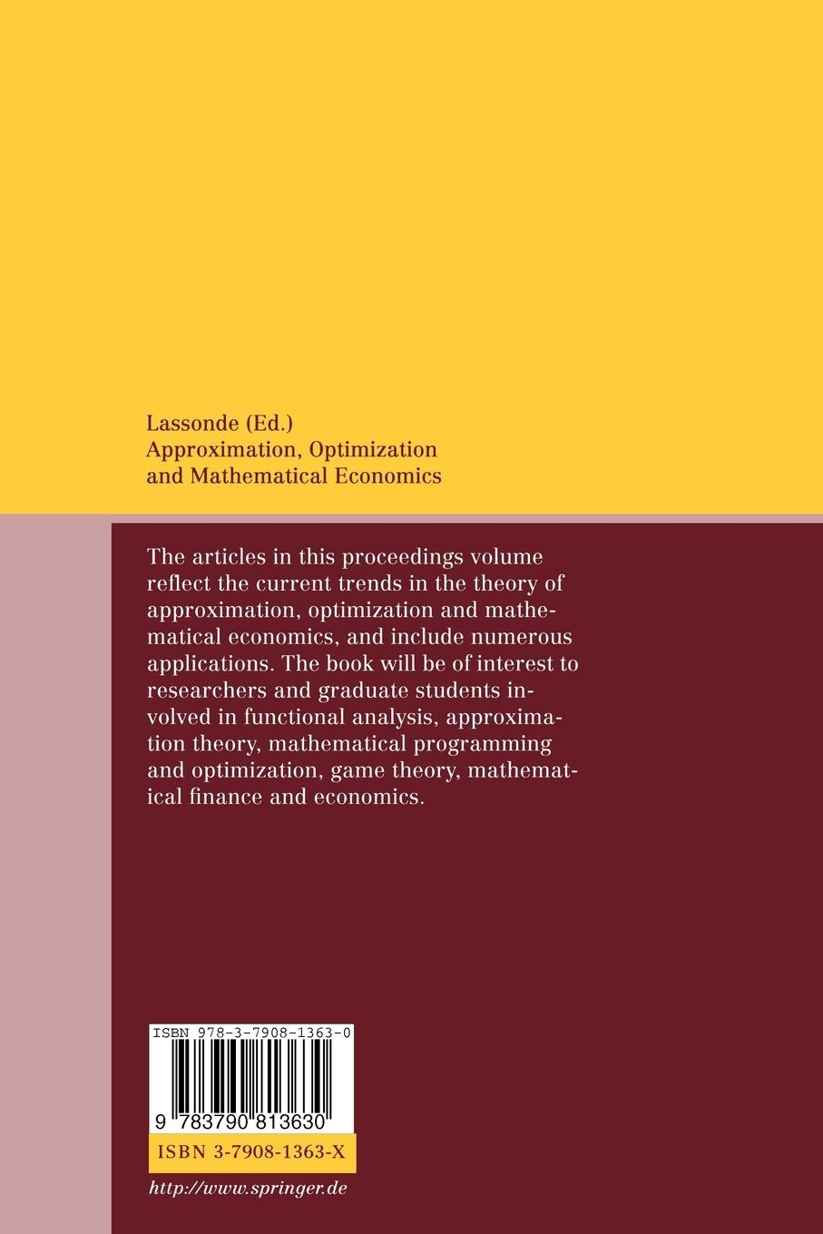 Rückseitencover Approximation, Optimization and Mathematical Economics