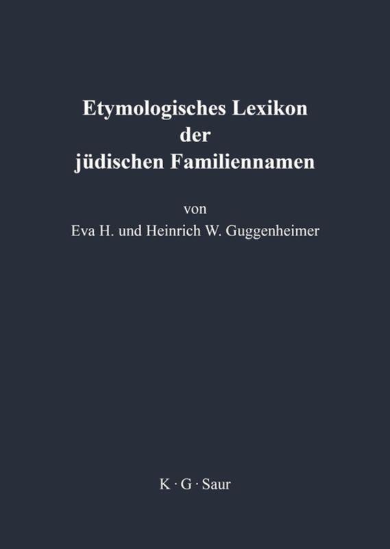 Vorderes Coverbild Etymologisches Lexikon der jüdischen Familiennamen