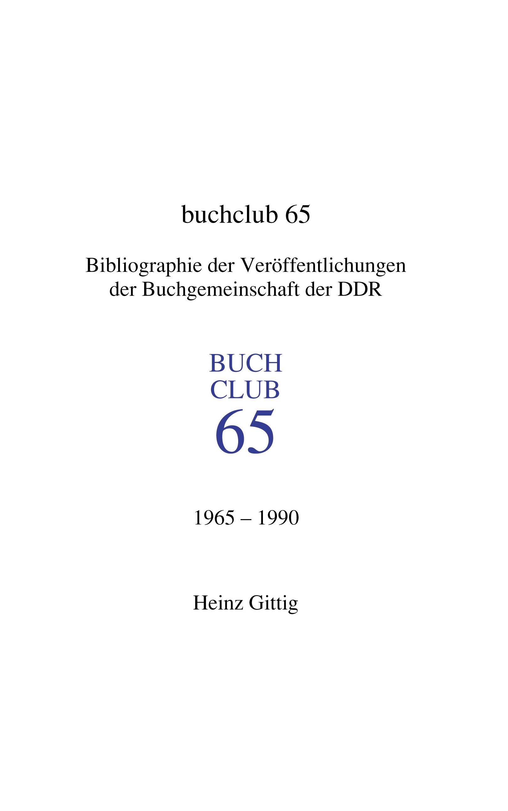 Vorderes Coverbild Buchclub 65. Bibliographie