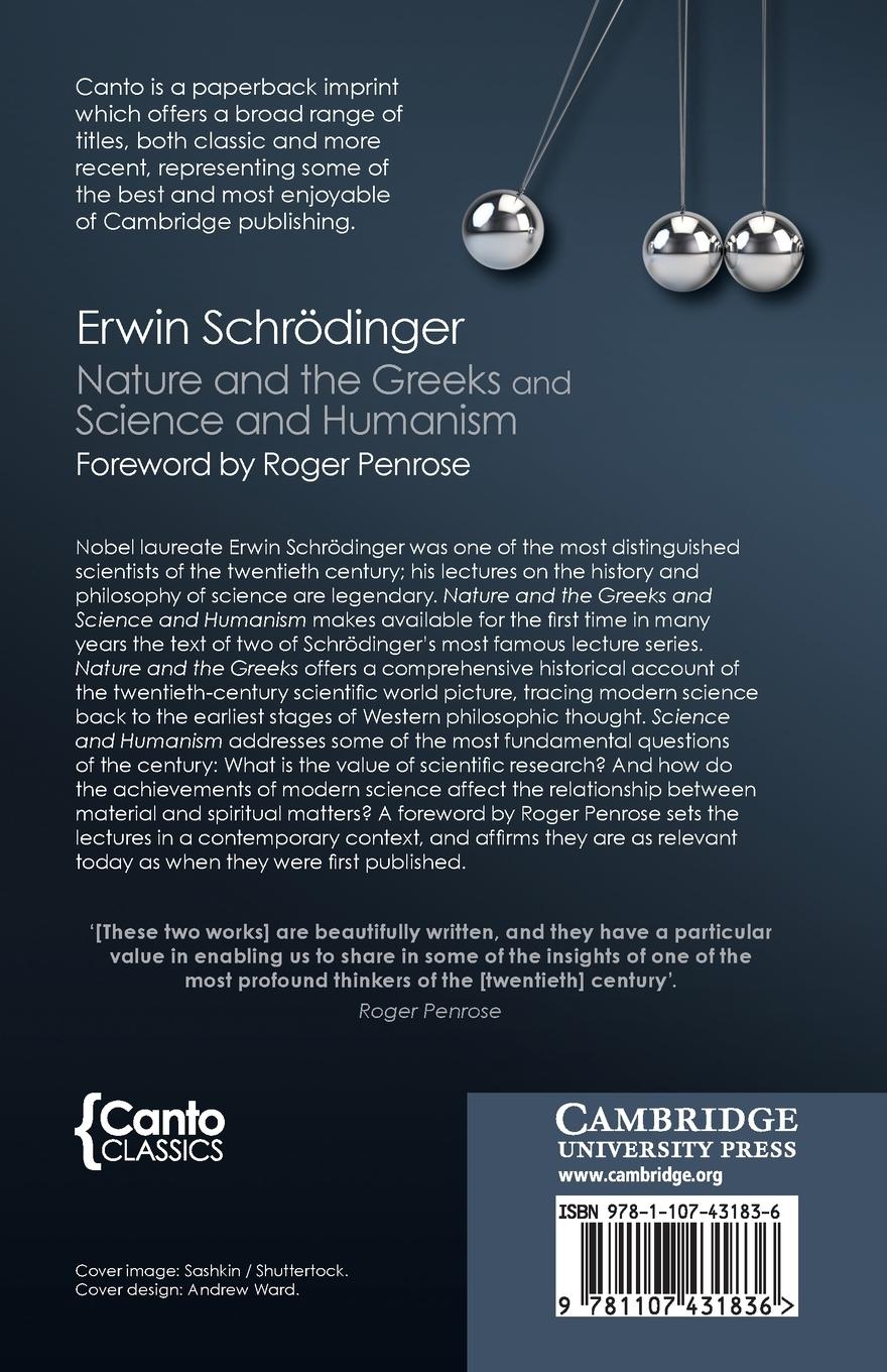 Rückseitencover 'Nature and the Greeks' and 'Science and Humanism'