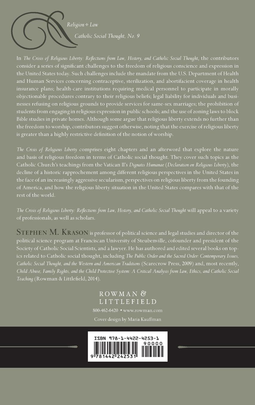 Rückseitencover Crisis of Religious Liberty