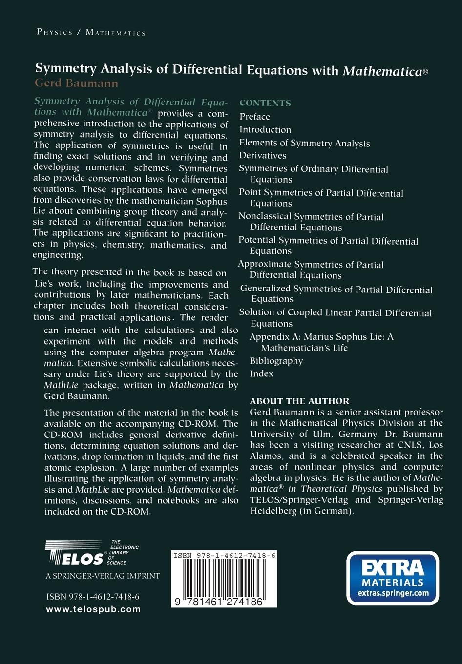 Rückseitencover Symmetry Analysis of Differential Equations with Mathematica®